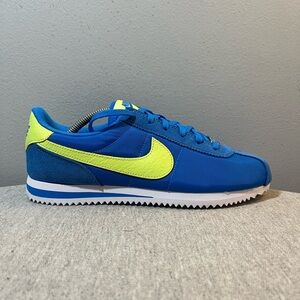 Nike Cortez BG Photo Blue Lemon Twist Shoe Size 6Y/Women 7.5 IB7748-406